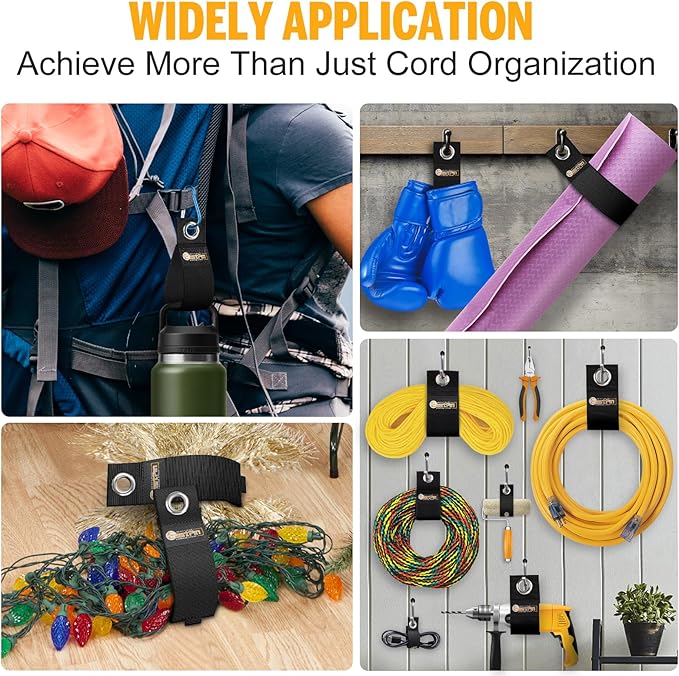 Storage Straps for Men - Extension Cord Organizer Holder, Cable Wrap Keeper, Garage Wall Organization, Stocking Stuffers and Gifts for Men Who Have Everything