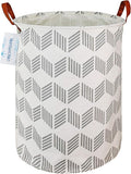 LANGYASHAN Laundry Basket Canvas Fabric Collapsible Organizer Basket for Storage Bin Toy Bins Gift Baskets Bedroom Clothes Children Nursery Hamper (Gery wave)
