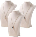 3Pcs Necklace Bust Stand for Selling, Linen Necklace Display Holder, Jewelry Necklace Organizer Rack for Shop Store Exhibition Show (9" Height)
