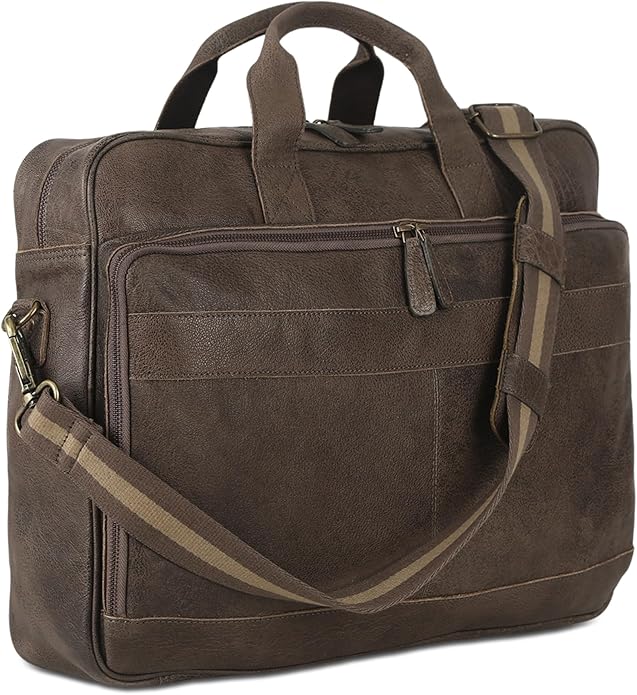 KomalC 16 Inch Leather briefcases Laptop Messenger Bags for Men and Women Best Office Satchel Bag