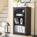 Black Bookshelf, 3 Tier Bookcase and Kids Bookshelf, Small Storage Cabinet with Wooden Cube Storage Organizer, Modern Book Shelf for Bedroom Furniture, Living Room, Office, Toy Organizer Cabinet