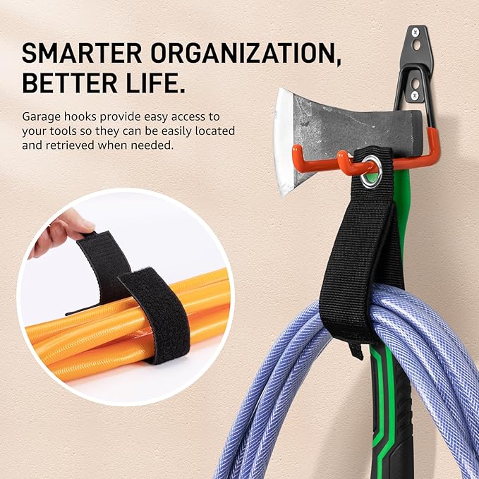 42 Pack Garage Hooks with Anti-Slip Coating Heavy Duty Wall Mount Hooks for Garage Storage and Hanging Hoses Bike Garden Tools Ropes etc