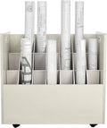 AdirOffice Adir Blue Print Storage Organizer - Mobile Roll File Cart, Construction Plan Holders, Blueprint Cabinet with Wheels, Roll Files Storage for Office and Home (21 Slots, White)