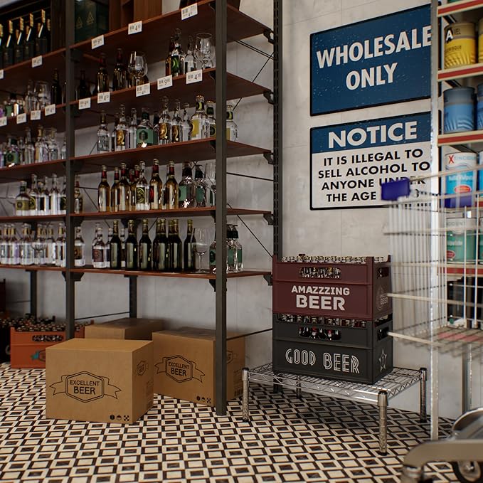 18" Deep x 24" Wide x 8" Height 1-Tier Wire Shelving Kit | NSF Commercial Storage Rack Unit