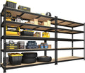 PrimeZone 47" W x 23.6" D x 71" H Large Heavy Duty Storage Shelves - 2 Pack 5 Tier Adjustable Garage Storage Shelving, Metal Storage Utility Rack Shelf Unit for Warehouse Pantry Closet Kitchen, Black