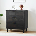 ORRD 3 Drawer Dresser, Modern Iron Rattan Cabinet Dresser for Bedroom, Large Nightstand Accent Storage Chest of Drawers for Living Room, Bedroom - Black