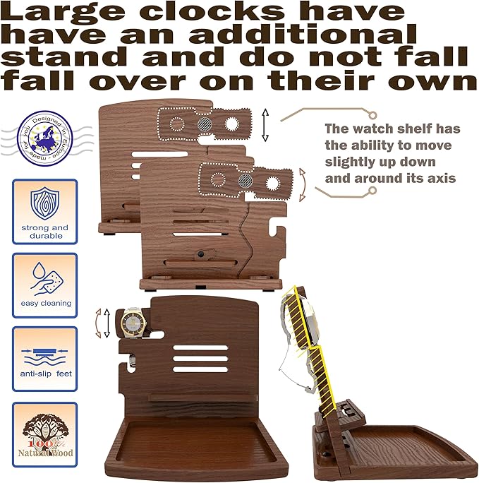 MED Wood Phone Docking Station – Nightstand Desk Organizer for Phone, Watch, Wallet & Tablet – Gift for Men, Husband, Dad & Women – Wooden Charging Stand (Dark Walnut, Model 1)
