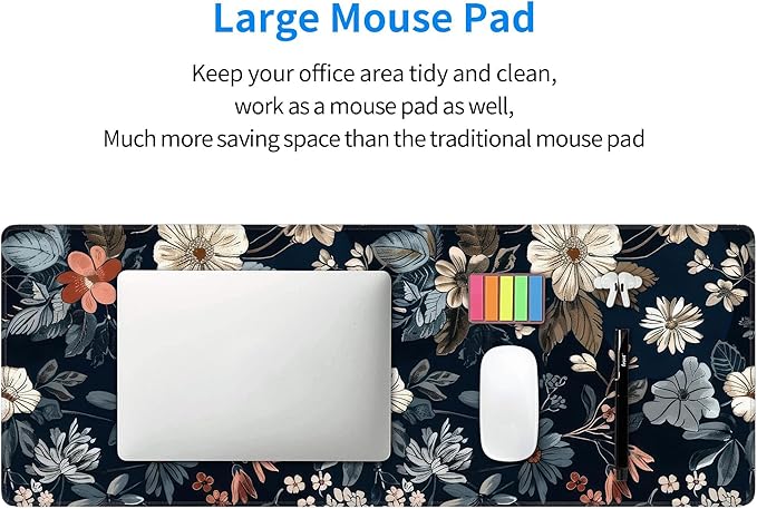 Dark Flower Large Mouse Pad,Gaming Keyboard Desk Pad,Extended Mouse Mat Non-Slip Rubber Base with Stitched Edges for Office Game Home XL 31.5"x11.8"