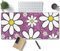 Purple Sparkling Daisy Large Mouse Pad, Flowers Gaming Desk Mat, XXL Keyboard Desk Pad Mat for Desktop, 35.4"x15.7" Non-Slip Base Big Mousepad with Stitched Edges