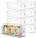 primebox Plastic Food Storage 8 Pack Clear Container Bin with Handles for Organizing Kitchen, Pantry, Fridge, Freezer, Pantry,Bathroom. Stackable 10"x4"3"