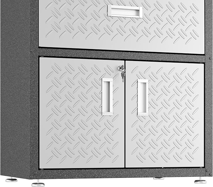 Manhattan Comfort Fortress Collection Modern Designed Mobile Storage Garage Cabinet Great For Tools and Supplies, Stainless Steel