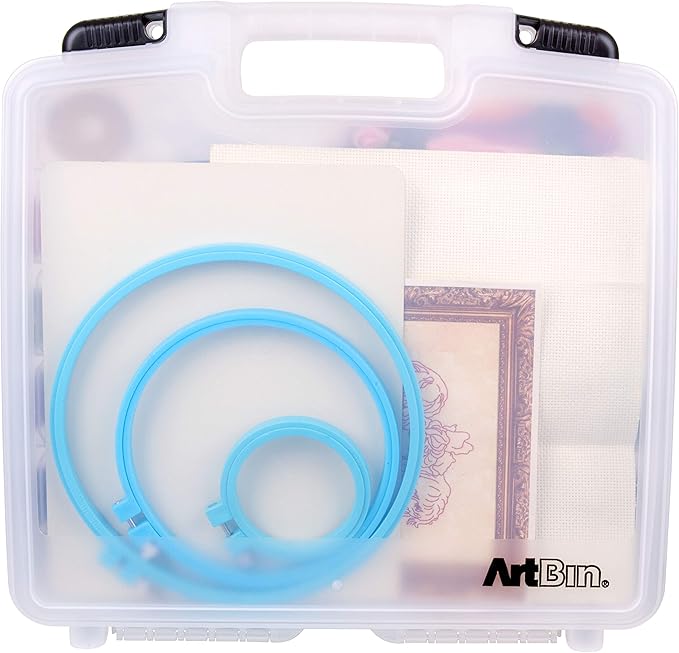ArtBin 6962AB Quick View Deep Base Carrying Case with Removable Dividers and Tray, Portable Art & Craft Storage Box, 15", Clear