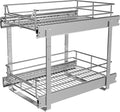 2-Tier Cabinet Pull Out Shelves (14" W x 22" D), Slide Out Shelves for Kitchen Cabinets, Metal Under Cabinet Roll Out Shelf