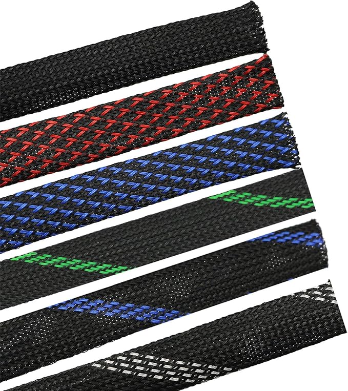 30ft PET Expandable Sleeving Wire Cable Sleeve (1/3", Silver&Black)