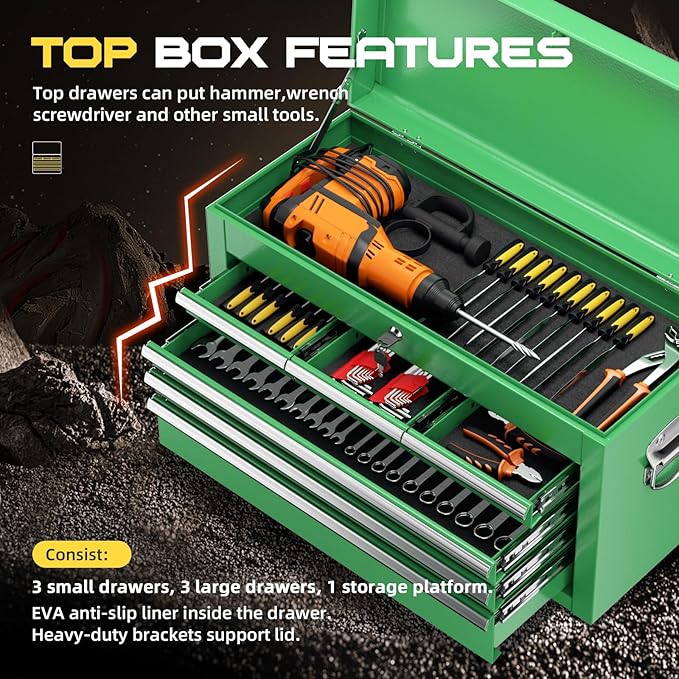 8-Drawer Rolling Tool Chest with Lock, Detachable Tool Cabinet Cart with Wheels, High-Capacity Mechanic Tool Organizer for Garage Workshop Warehouse Storage