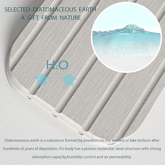 17inch x 4inch Kitchen Sink Faucet Mat, Water Absorbing Stone Faucet Splash Guard for Bathroom Counter, Quick Drying Diatomite Tray for Kitchen Sink, Light Gray