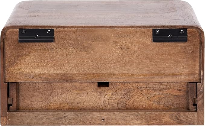 Kate and Laurel Kato Modern Wood Floating Side Table with Drawer; 18 x 10 x 9; Walnut Brown; Contemporary Wooden Floating Nightstand for Bedroom Bedside Table
