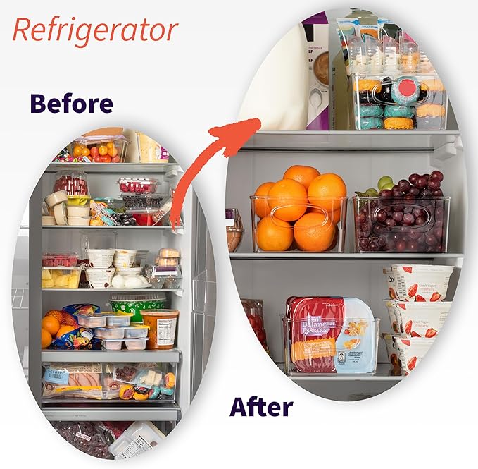 ClearSpace Pantry Organizers and Storage with Removable Dividers – Pantry Organization and Storage Bins or Kitchen and Fridge Organizer – Refrigerator Organizer Bins, Snack Organizers (2 Pack)