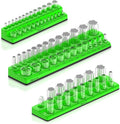 Olsa Tools Magnetic Socket Organizer | 3 Piece Socket Holder Kit | 1/2-Inch, 3/8-Inch, & 1/4-Inch Drive | SAE Green | Holds 68 Sockets | Professional Quality Tools Organizer