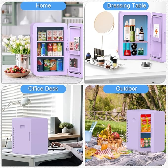 advwin 22L Mini Fridge for Bedroom, 30 Cans Portable Cooler & Warmer Compact Refrigerators with AC/DC Power for Skin Care, Beverage, Cosmetics, Food, Drinks, Office Desk Dorm Room