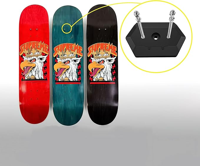 Hikeen Skateboard Wall Mount Skateboard Hanger for Skateboard Deck Display and Storage, Floating Effect