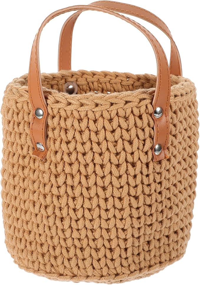 DOITOOL Cotton Rope Woven Basket Sundry Storage Bin for Home Desktop Organizer Lightweight Sundries Holder for Office Cosmetics Snacks Aromatherapy Multipurpose Storage Cube for Tidy