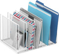 File Organizer for Desk, 5-Section Vertical File Sorter, Paper Holder Organizer Standing Metal File Folder for Office Home Classroom, White