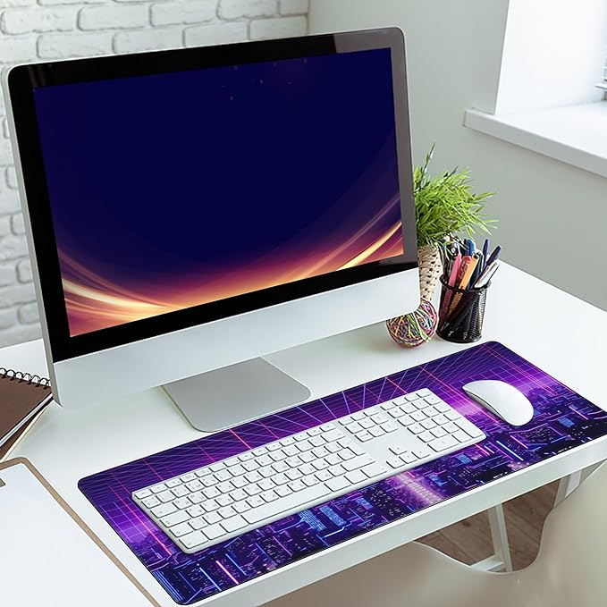 Desk Mat,Cyberpunk Gaming Mouse Pad,XXL Extended Mouse Pad Mat for Office,Computer,Keyboard with Non-Slip Base Stitched Eges Mousepad 35.4x15.75 inch