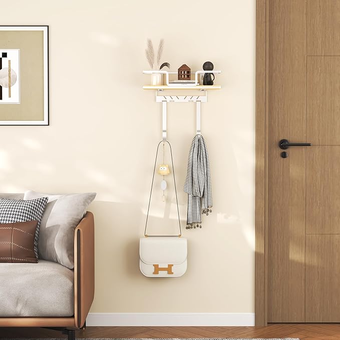 efluky Ironing Board Hanger with Removable Hooks, Ironing Board Holder Wall Mount for T/Y Legs, 12.59" L x 5.9" W x 2.36" H, White