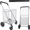 dbest Products Cruiser Cart Deluxe 2 Germ Guard Bundle Shopping Handle Grocery Rolling Folding Laundry Basket on Wheels Foldable Utility Trolley Compact Lightweight Collapsible