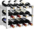 VASMIA Bamboo Wine Rack, Sturdy and Durable Wine Storage Cabinet Shelf, Wine Racks Countertop for Pantry,Kitchen,3-Tier 12 Bottles Wine Rack White