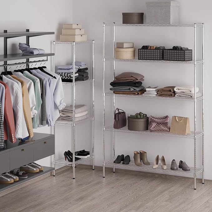 14" Deep x 54" Wide x 86" Height Wire Shelving Kit | 5-Tier | NSF Commercial Storage Rack Unit