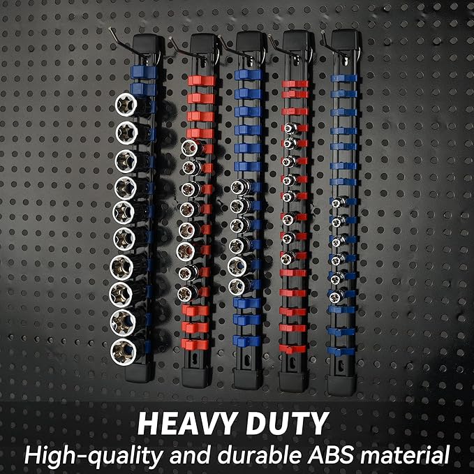 Socket Organizer Drive ABS Tools - Socket Holder, Premium Quality 18 Pieces Socket Holders Kit 1/4-Inch x 96 Clips, 3/8-Inch x 90 Clips, 1/2-Inch x 72 Clips（18PC,Mix-color)