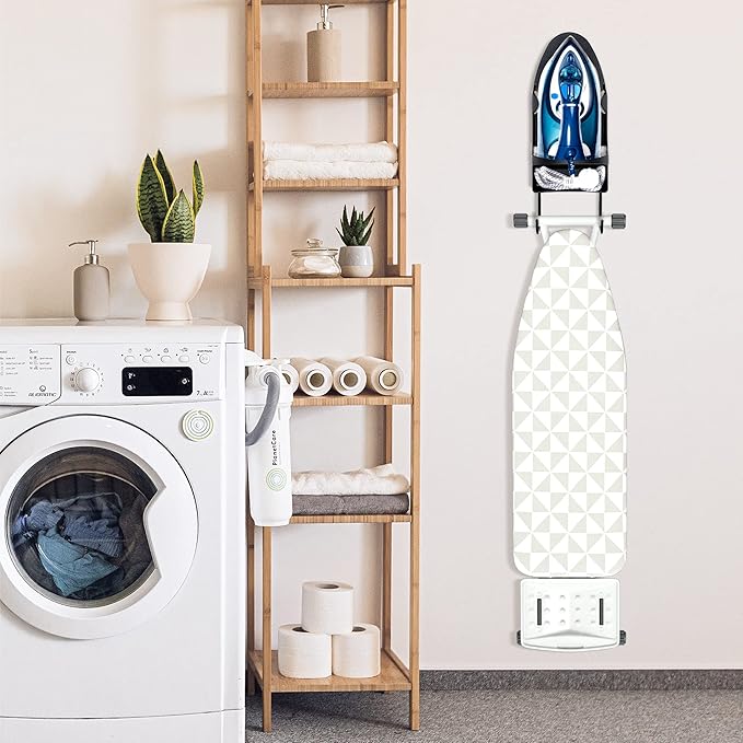 Ironing Board Hanger Wall Mount Ironing Holder Heat Resistant Iron Hanger with Iron Board Rack for Max 5 Inch Width (Black)