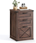 VASAGLE File Cabinet, Filing Cabinet with 3 Drawers, Printer Stand, Fit A4, Letter Size, Hanging File Folders, Modern Farmhouse Style, for Home Office, Maroon Brown UOFC054K02