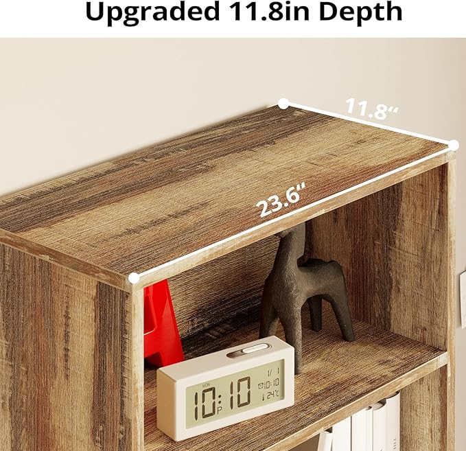 IRONCK Industrial Bookshelves and Bookcases with Doors 11.8 in Depth Set of 2 Floor Standing 5 Shelf Display Storage Shelves Bookcase Home Decor Furniture for Home, Office, Living Room, Bedroom