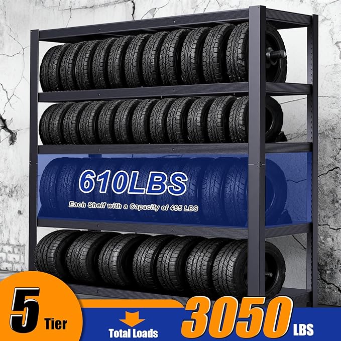 84''H Garage Shelving Heavy Duty, 3050LBS Storage Shelves, Adjustable Metal Shelf, Strong Steel Shelving, Metal Storage Rack for Garage Organization, Basement, Workshop.
