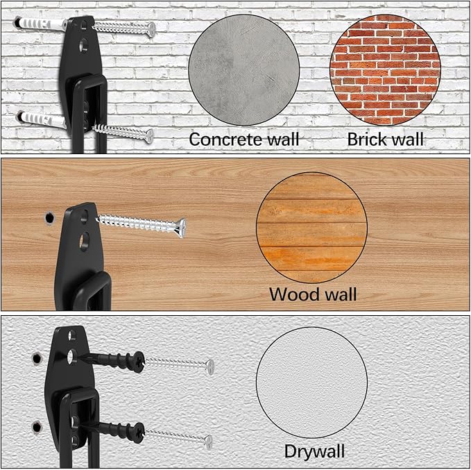 3-H Heavy Duty Garage Hooks 10 Pack, Garage Wall Hooks with Extra Welding Spots,Wall Mount Storage Organizer for Hanging Garden Lawn Tools, Chair, Shovel, Blower (Black)