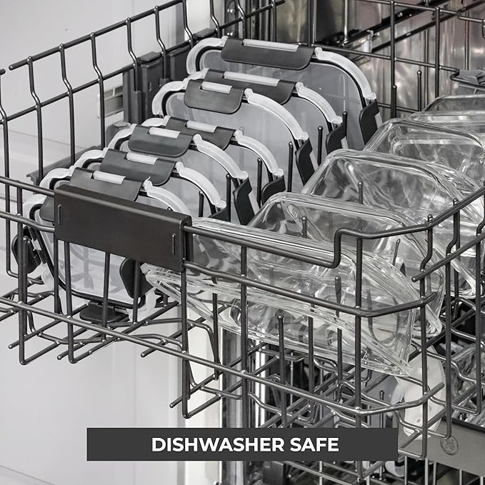 Freshware Glass Storage Containers with Lids, 24 Pieces, 12 Containers with 12 Lids, Glass Meal Prep Container for Lunch, Food Storage Containers, Leak Proof, Freezer Safe, Clear
