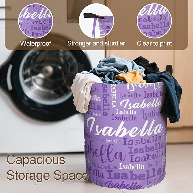 Custom Name Laundry Hamper, Personalized Laundry Baskets with Name for Boys Girls Women Men, Customized Collapsible Dirty Clothes Hamper Easy Storage Gifts for Bedroom Bathroom Living Room