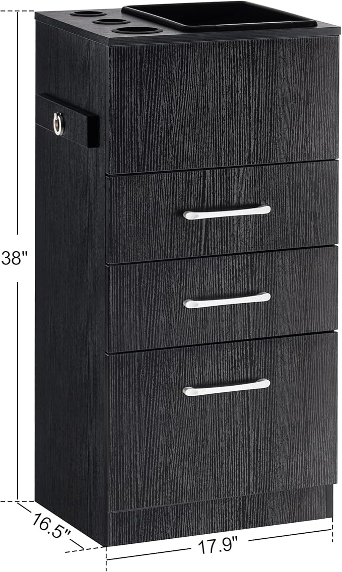 BarberPub Salon Storage Cabinet Beauty Locker Hair Dryer Holder Stylist Spa Equipment with Drawer 2035 (Black)