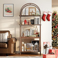 BREEZEHEAT 4-Tier Arched Bookshelf, 72" Tall Bookcase with Storage Shelves, Floor Standing Open Display Storage Shelf with Metal Frame, Large Organizer for Living Room, Home Office, Bedroom, Walnut