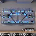 79in Wall Mounted Wine Rack, Large Metal Wine Bottle Holder, 3 Tier Modern Fashion Diamond Shaped Floating Bar Unit Wine Storage Shelves, for Home Restaurant Bars Decor (Black, 3 Tier - 79in)