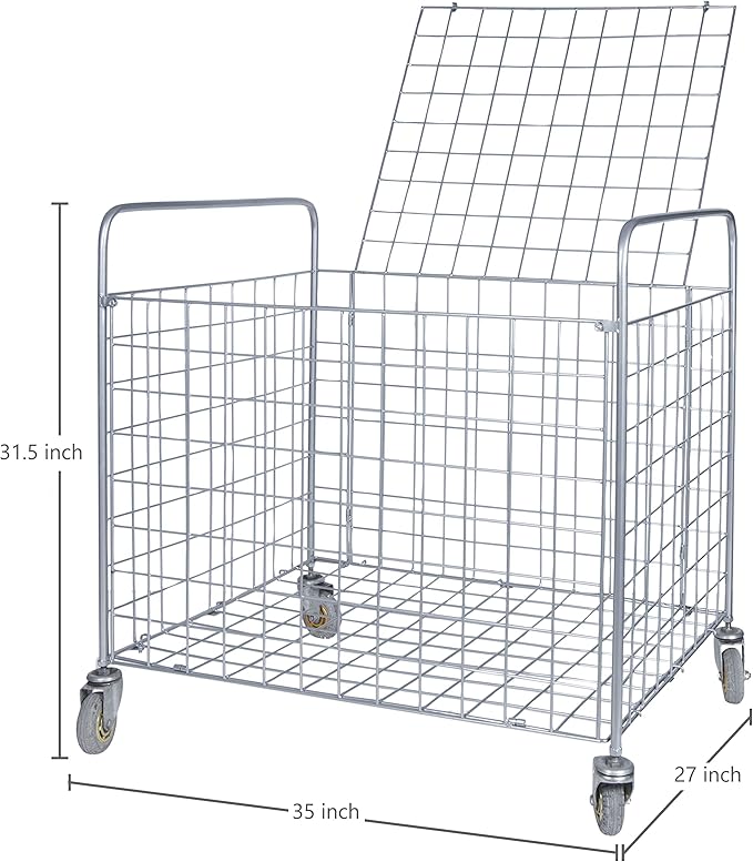 MyGift Professional Gym Metal Multi Sports Ball Storage Cart with Jumbo Industrial Wheels, Commercial Grade Portable Equipment Locker Cage for Basketball, Football, Soccer, Volleyball