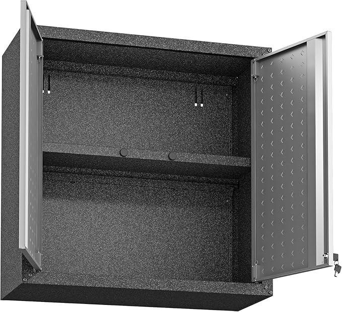 Manhattan Comfort Fortress Floating Storage Cabinet, Modern Stainless-Steel Garage Cabinet, Grey