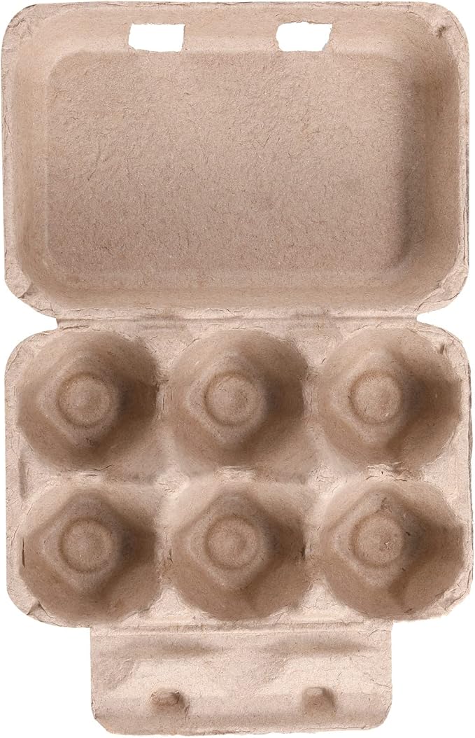 Half Dozen Egg Cartons 300 Pack, Blank Natural Pulp Box 6 Count for Chicken Eggs Reusable, Storage Tray Strong for Holds Up to Six 6 Egg Cardboard Paper Holder Container for Refrigerator
