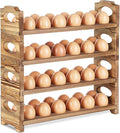 Wooden Egg Holder with 4 Layers/48-Hole, Stackable Wood Egg Rack Countertop with Handle, Stores Chicken/Duck/Quail/Turkey/Easter Eggs