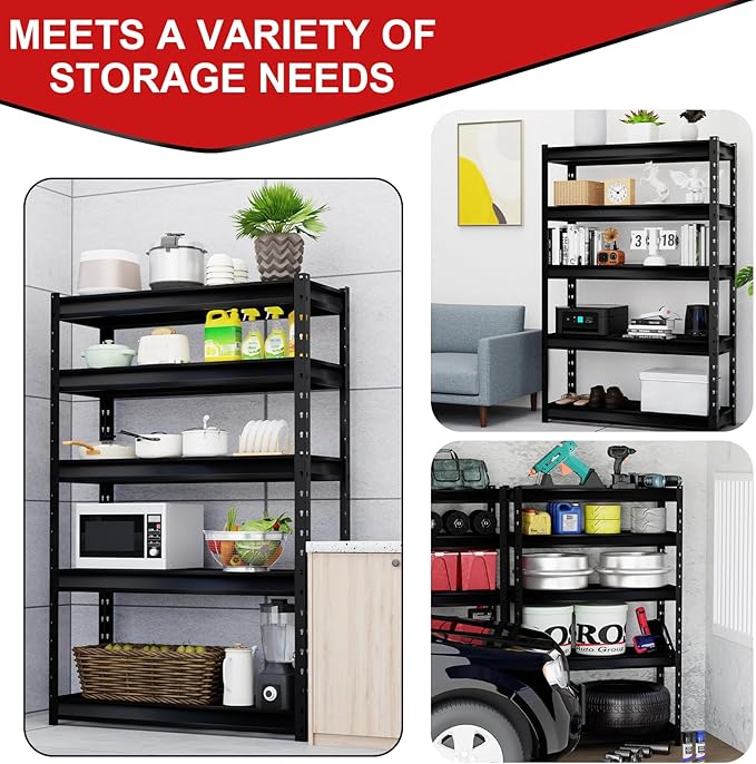 The Atlas 48" W Heavy Duty Garage Shelving Load 10000lbs, 5 Tier Metal Storage Shelves, Adjustable Industrial Rack for Warehouse Basement Shop, 48" W x 18" D x 72" H