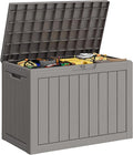40 Gallon Outdoor Storage Deck Box Waterproof,Garden Tool,Backyard Cushion,Poolside Storage,Small Delivery Boxes for Outside,UV-Resistant & All-Weather,Wood-like Striped Gray