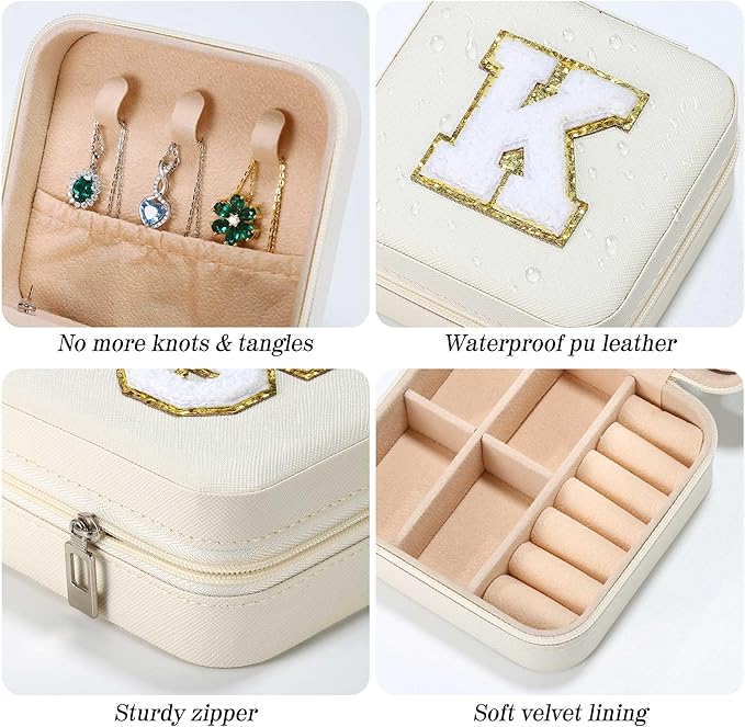Parima Small Jewelry Box for Girls, Initial Jewelry Boxes for Girls | Small Jewelry Organizer | Travel Jewelry Case -Initial H -White